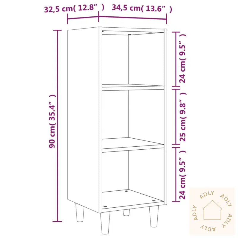 Skjenk Sonoma Eik 34,5X32,5X90 Cm Konstruert Tre
