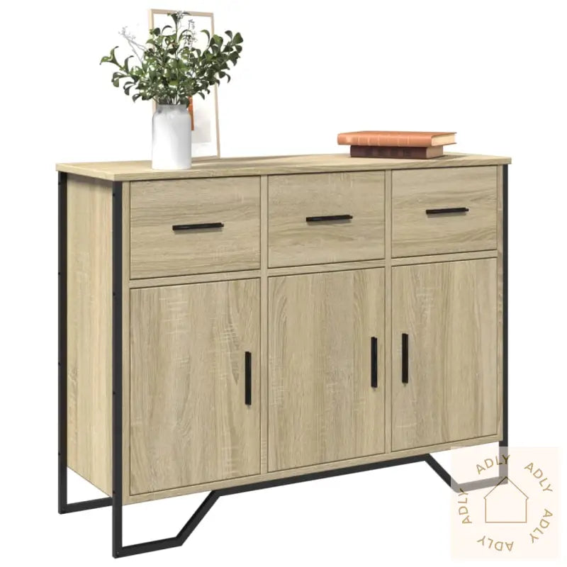 Skjenk Sonoma Eik 97X32,5X74,5 Cm Konstruert Tre