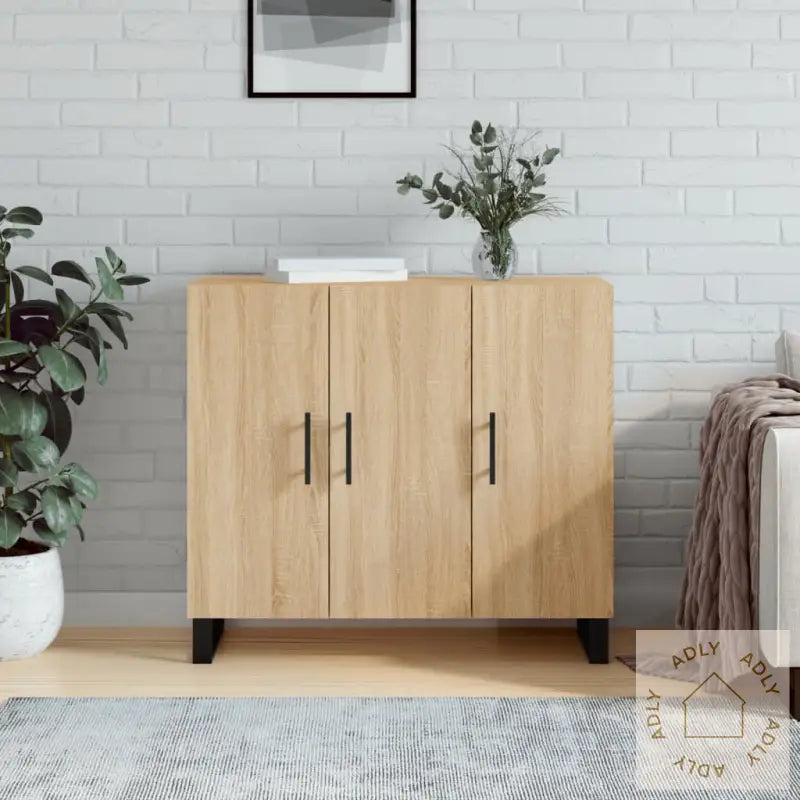 Skjenk Sonoma Eik 90X34X80 Cm Konstruert Tre