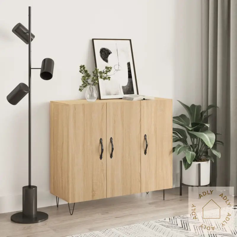 Skjenk Sonoma Eik 90X34X80 Cm Konstruert Tre