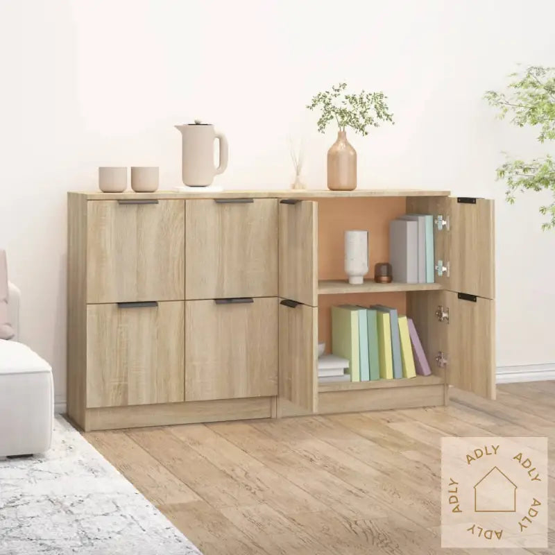 Skjenker 2 Stk Sonoma Eik 60X30X70 Cm Konstruert Tre