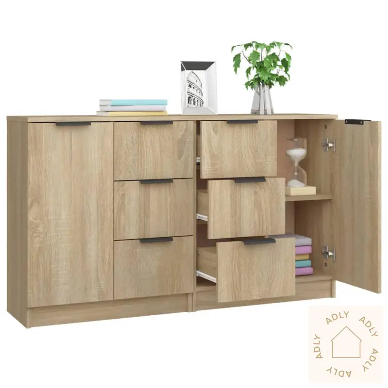 Skjenker 2 Stk Sonoma Eik 60X30X70 Cm Konstruert Tre
