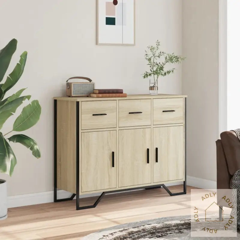 Skjenk Sonoma Eik 97X32,5X74,5 Cm Konstruert Tre