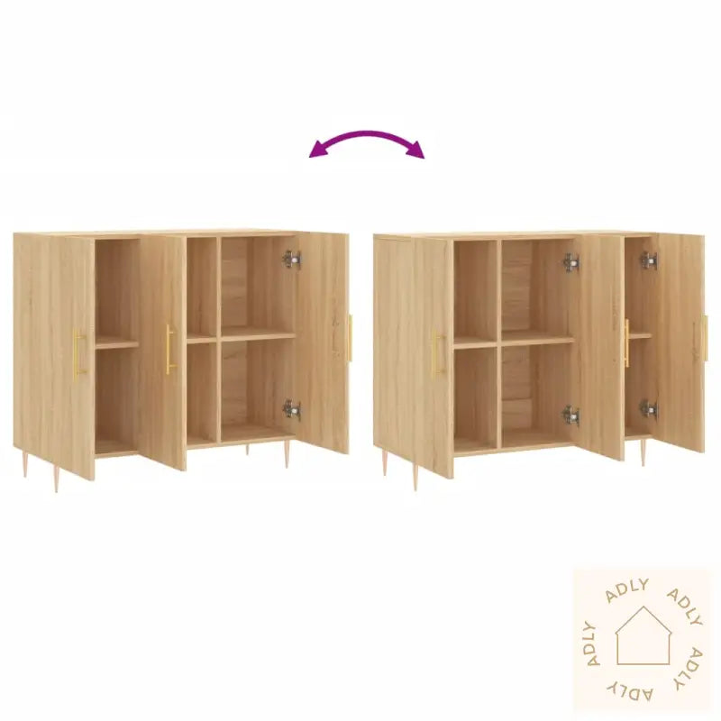 Skjenk Sonoma Eik 90X34X80 Cm Konstruert Tre