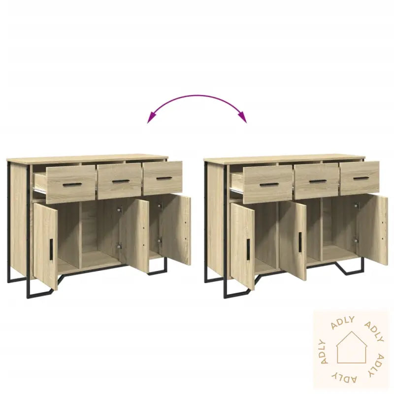 Skjenk Sonoma Eik 97X32,5X74,5 Cm Konstruert Tre