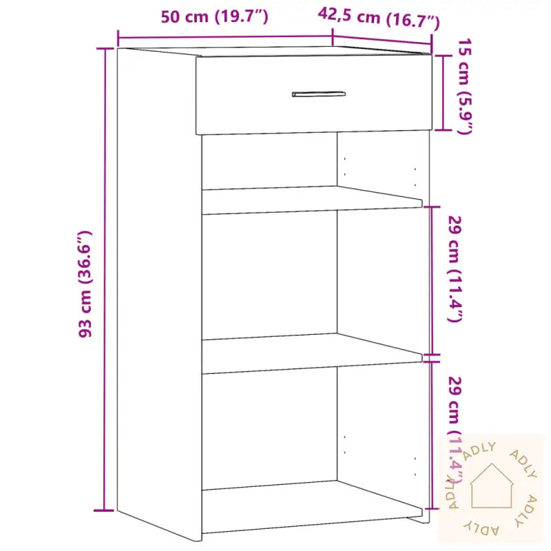 Skjenk Sonoma Eik 50X42,5X93 Cm Konstruert Tre