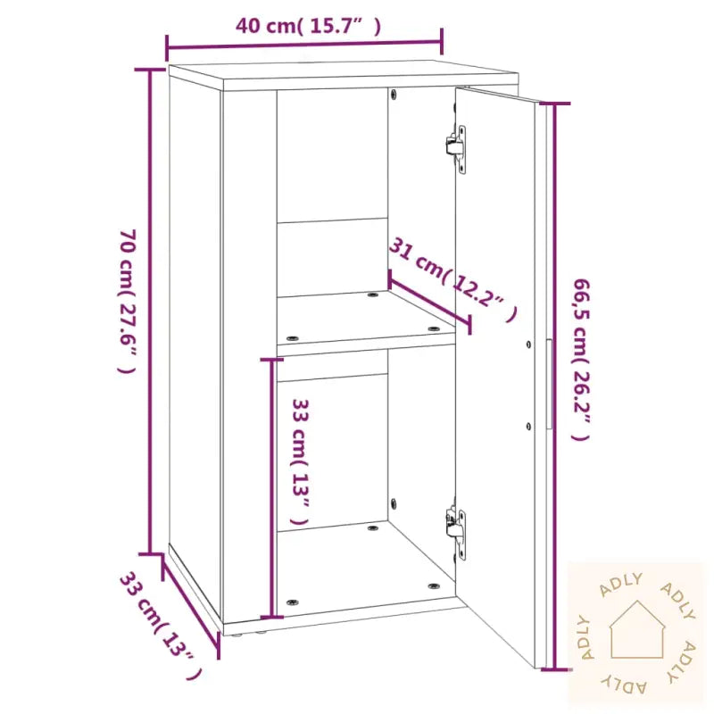 Skjenk Sonoma Eik 40X33X70 Cm Konstruert Tre