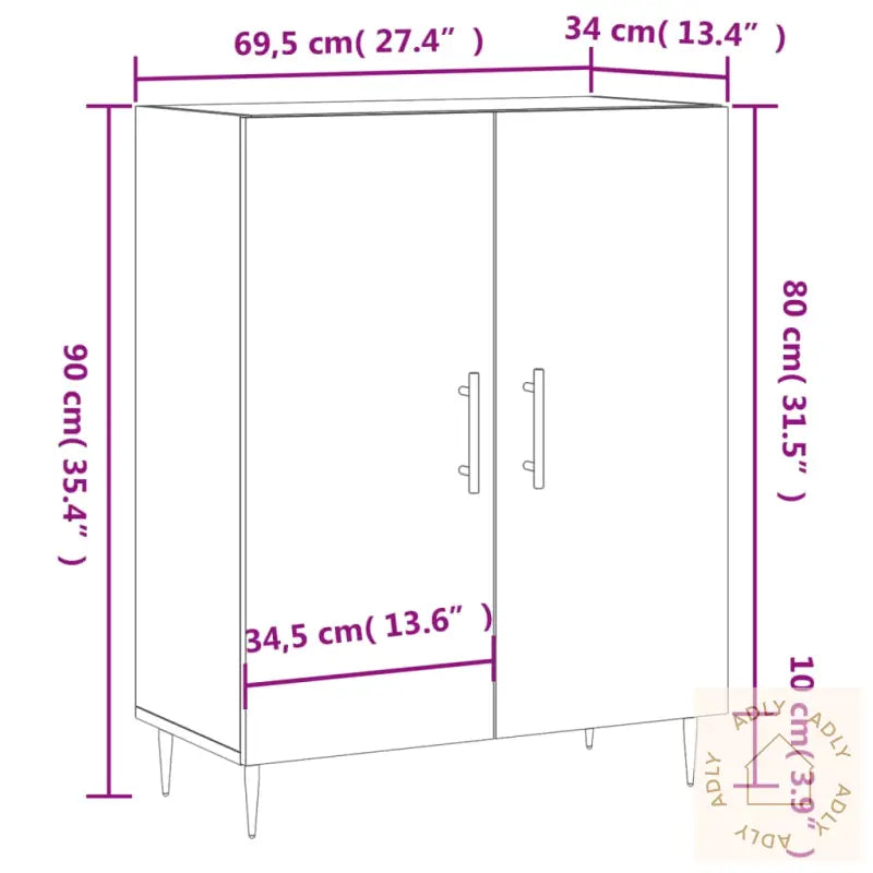 Skjenk Sonoma Eik 69,5X34X90 Cm Konstruert Tre