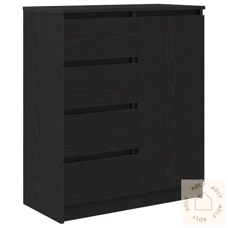 Skjenk Med Skuffer Svart Eik 71X35X84 Cm Konstruert Tre