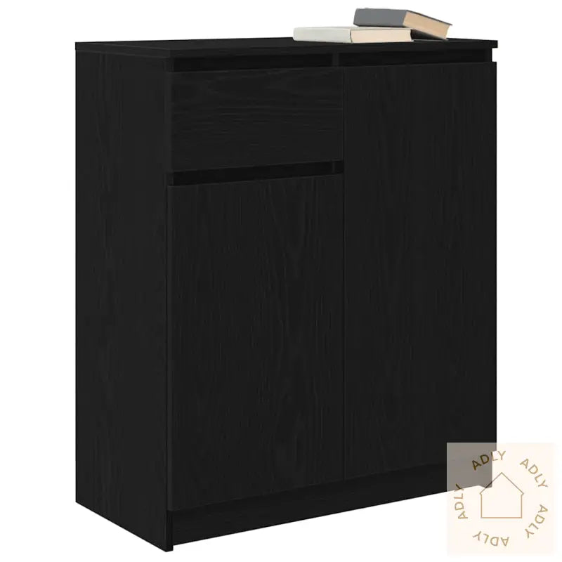 Skjenk Med Skuff Svart Eik 71X35X84 Cm Konstruert Tre