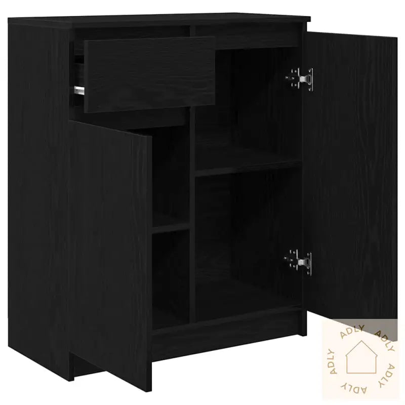 Skjenk Med Skuff Svart Eik 71X35X84 Cm Konstruert Tre