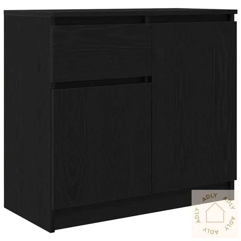 Skjenk Med Skuff Svart Eik 71X35X65 Cm Konstruert Tre