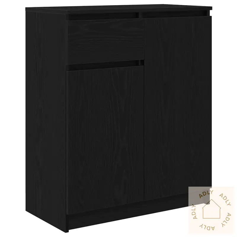 Skjenk Med Skuff Svart Eik 71X35X84 Cm Konstruert Tre