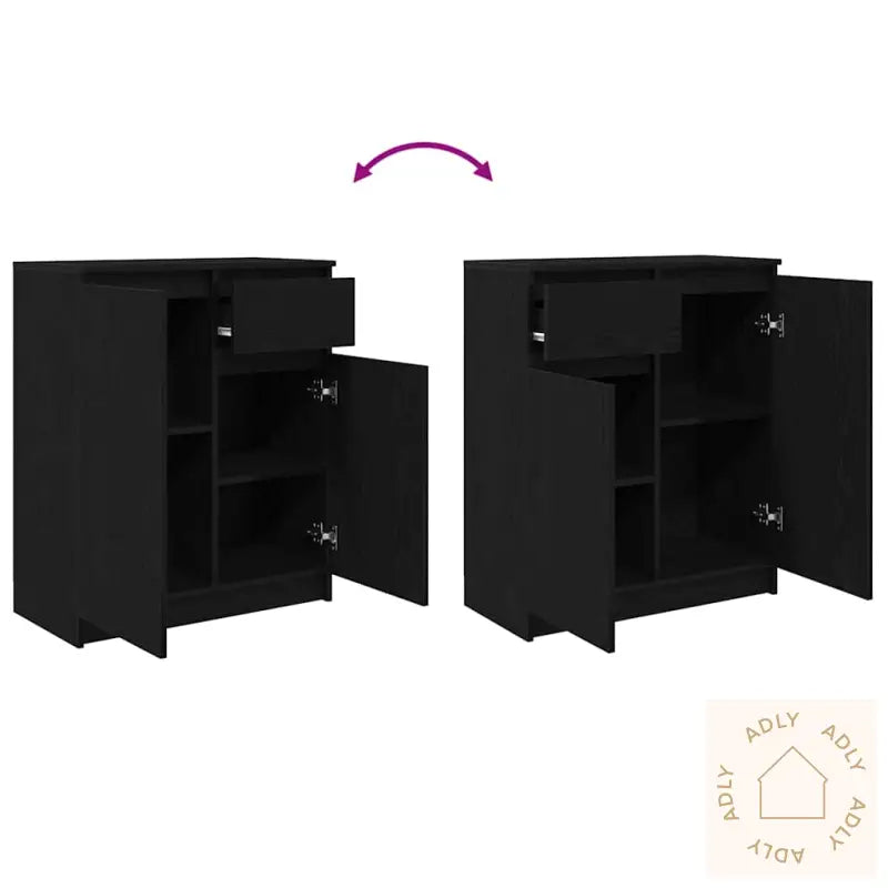 Skjenk Med Skuff Svart Eik 71X35X84 Cm Konstruert Tre