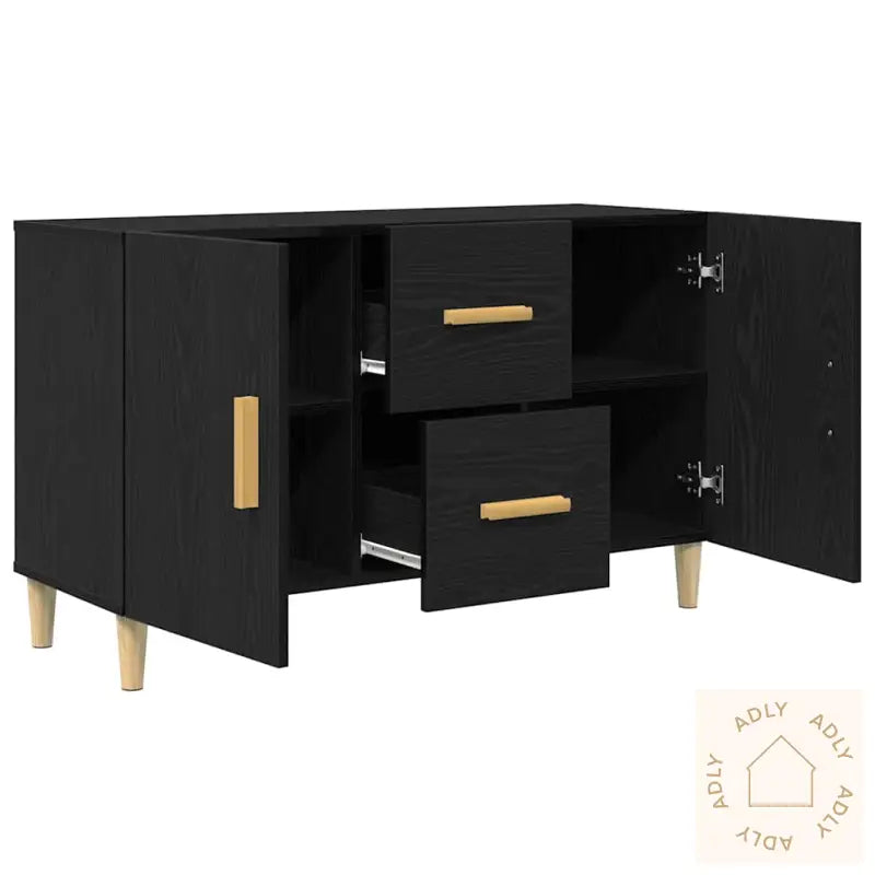 Skjenk Svart Eik 100X36X60 Cm Konstruert Tre
