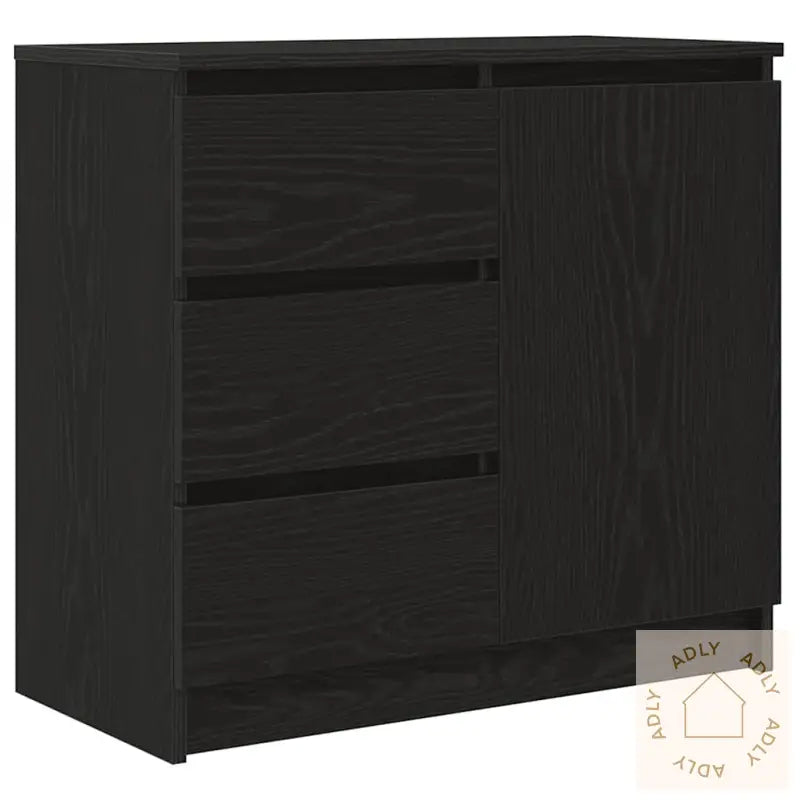 Skjenk Med Skuff Svart Eik 71X35X65 Cm Konstruert Tre
