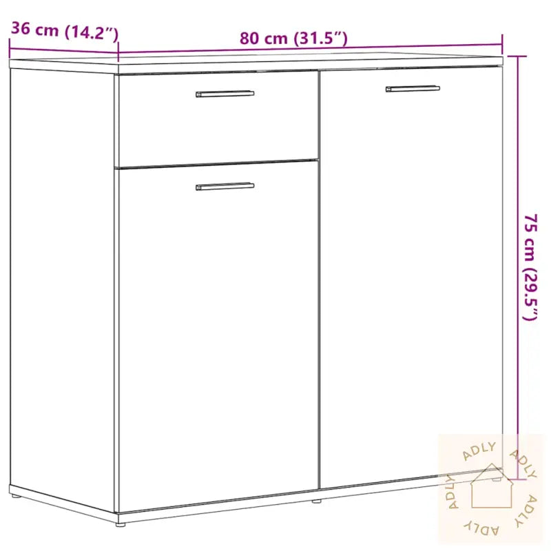 Skjenk Svart Eik 80X36X75 Cm Konstruert Tre