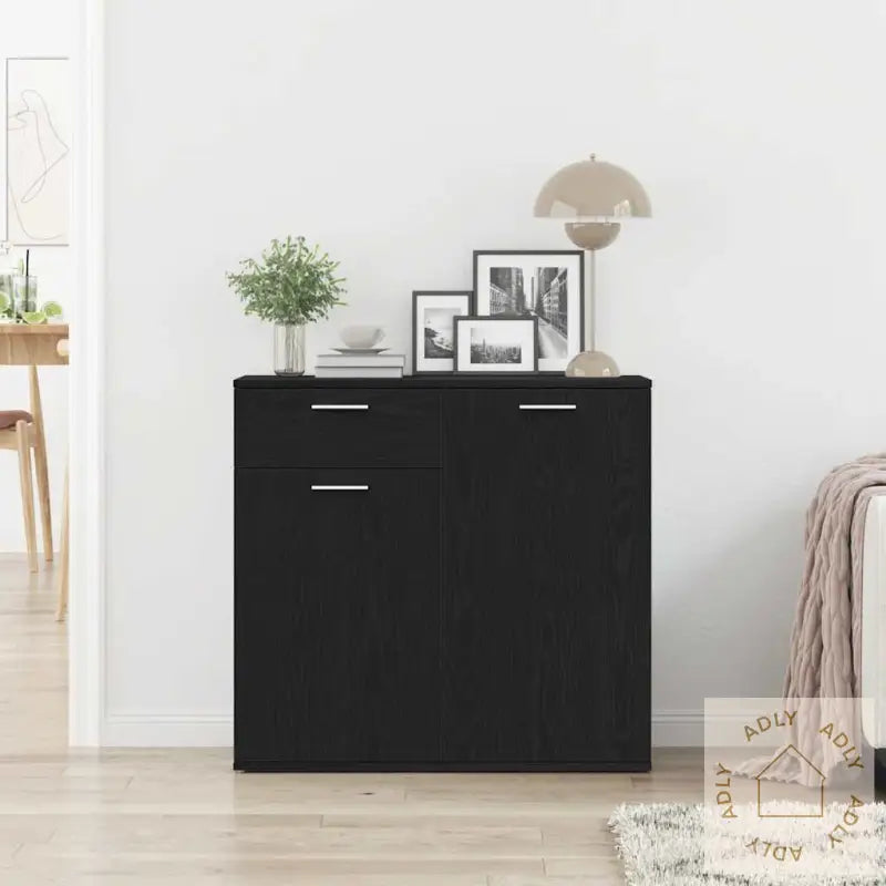 Skjenk Svart Eik 80X36X75 Cm Konstruert Tre