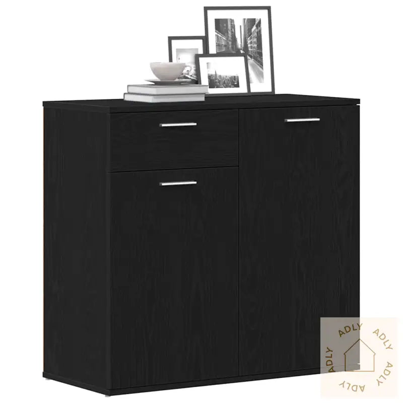 Skjenk Svart Eik 80X36X75 Cm Konstruert Tre