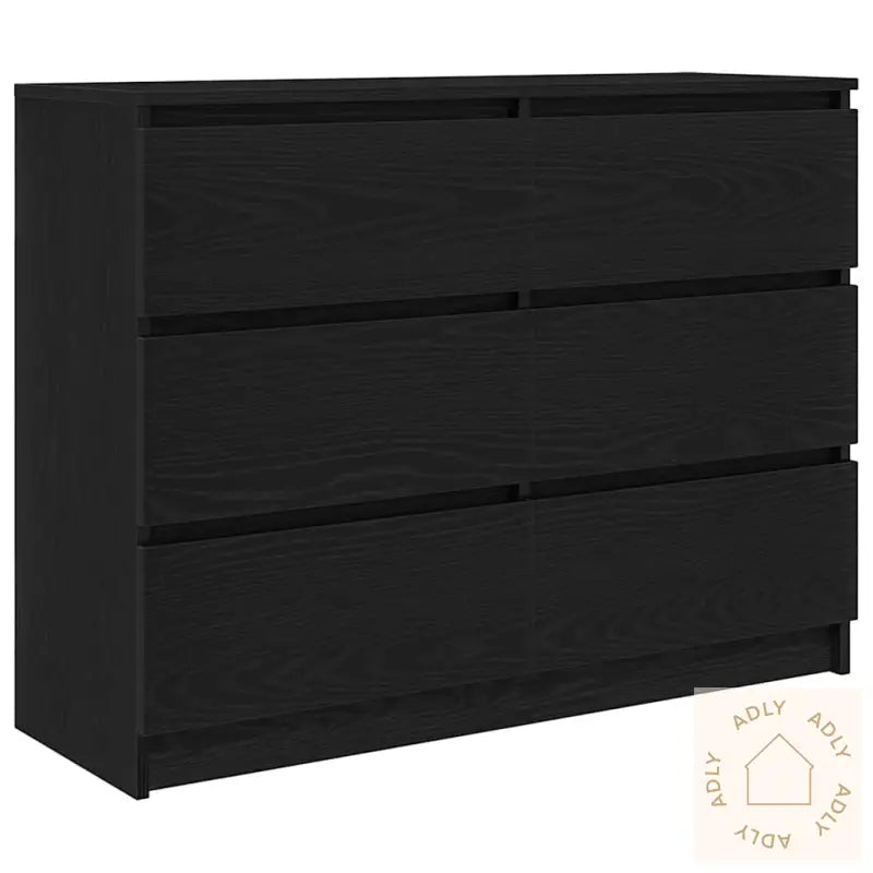 Skjenk Svart Eik 100X35X76 Cm Konstruert Tre