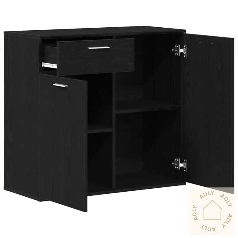 Skjenk Svart Eik 80X36X75 Cm Konstruert Tre