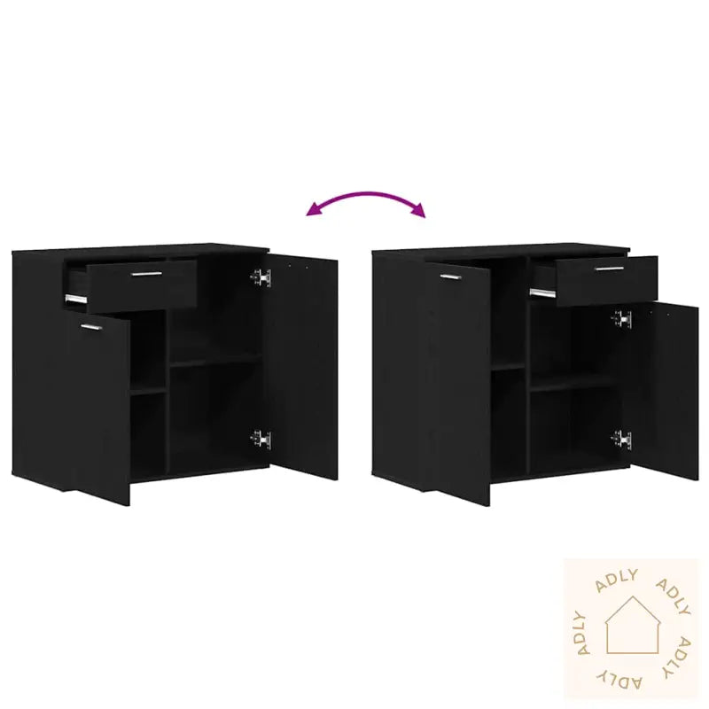 Skjenk Svart Eik 80X36X75 Cm Konstruert Tre
