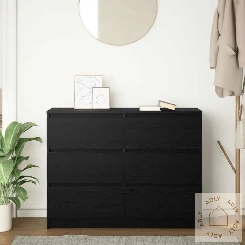 Skjenk Svart Eik 100X35X76 Cm Konstruert Tre