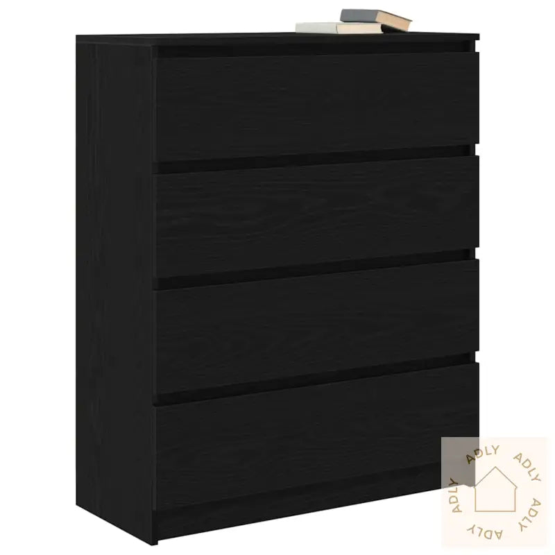 Skjenk Svart Eik 70X34X90 Cm Konstruert Tre