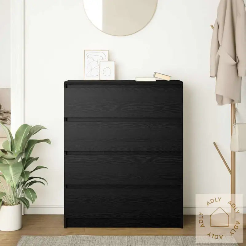 Skjenk Svart Eik 70X34X90 Cm Konstruert Tre