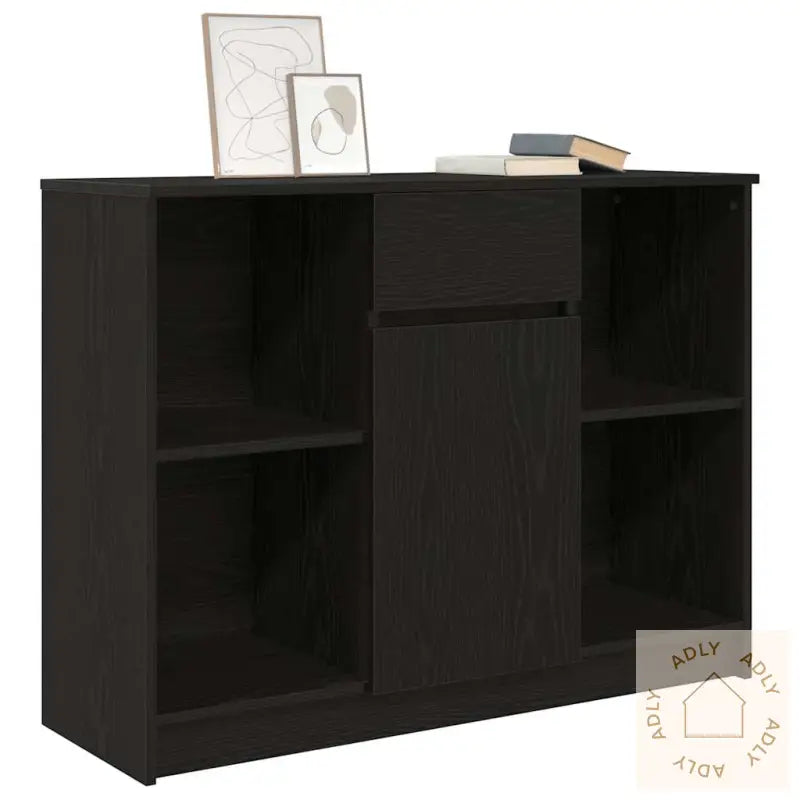 Skjenk Med Skuff Svart Eik 101X35X76 Cm Konstruert Tre