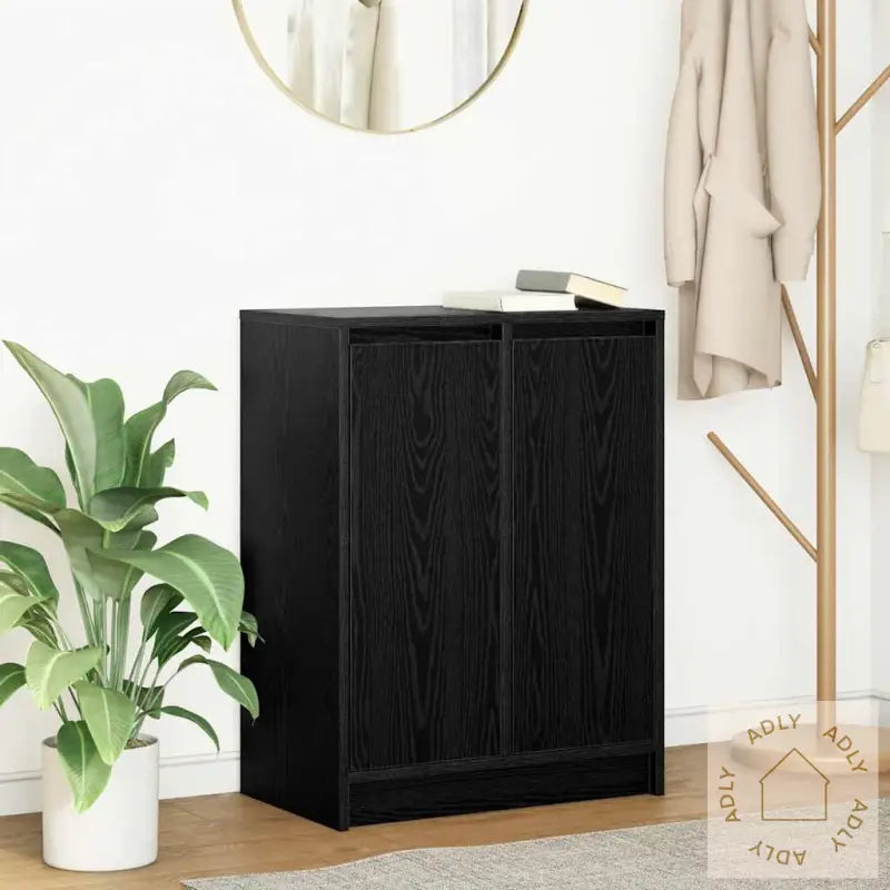 Skjenk Svart Eik 57X34X76 Cm Konstruert Tre