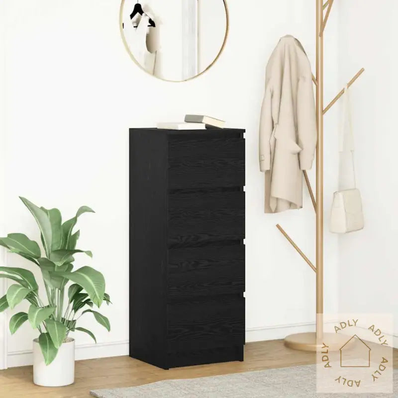 Skjenk Svart Eik 37,5X35X99 Cm Konstruert Tre