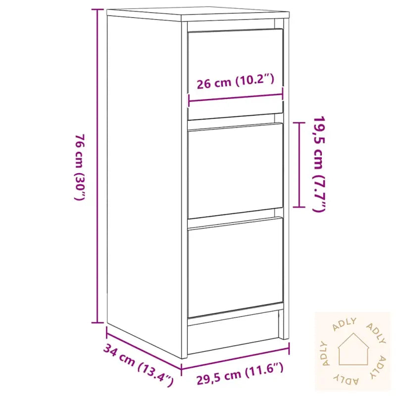 Skjenk Svart Eik 29,5X34X76 Cm Konstruert Tre