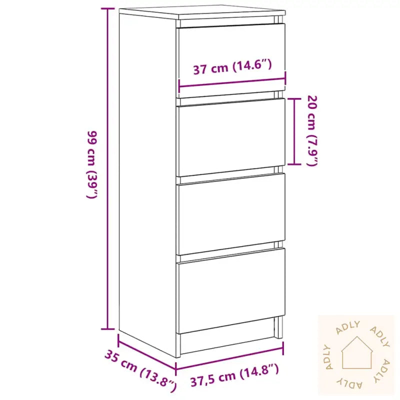 Skjenk Svart Eik 37,5X35X99 Cm Konstruert Tre