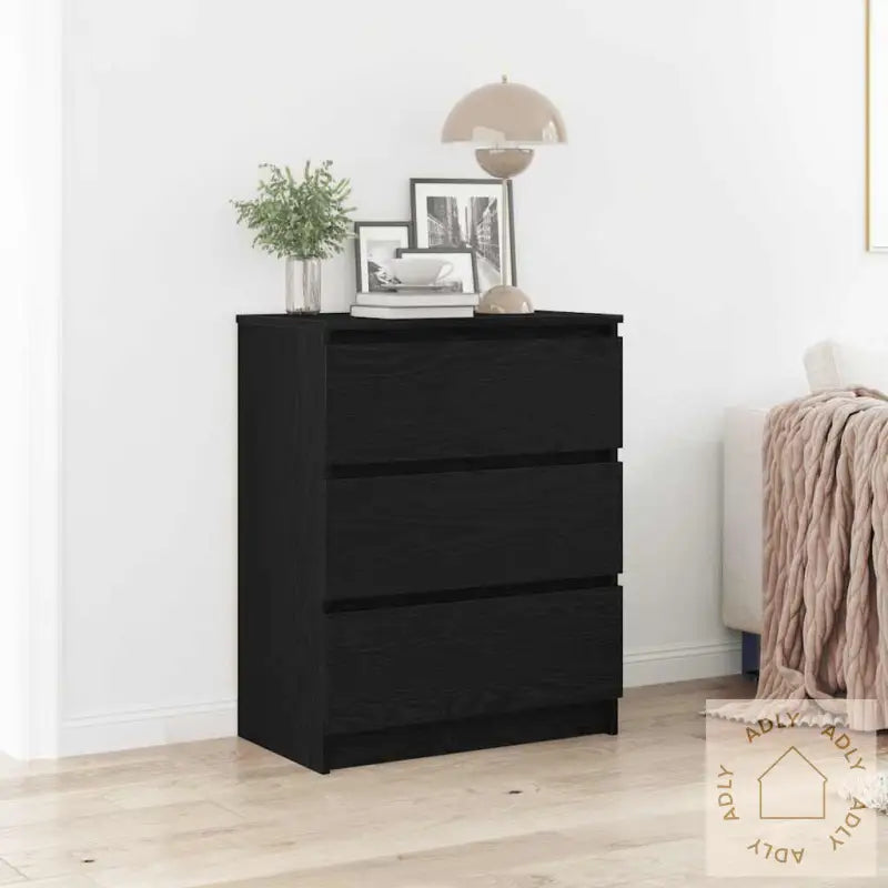 Skjenk Svart Eik 60X35X76 Cm Konstruert Tre