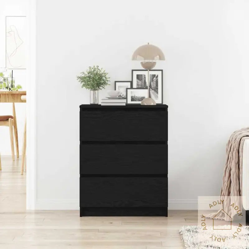 Skjenk Svart Eik 60X35X76 Cm Konstruert Tre