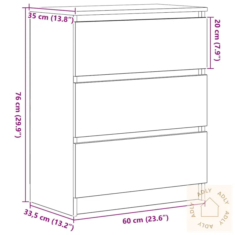 Skjenk Svart Eik 60X35X76 Cm Konstruert Tre