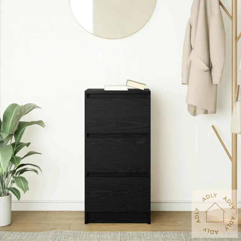 Skjenk Svart Eik 37,5X35X76 Cm Konstruert Tre