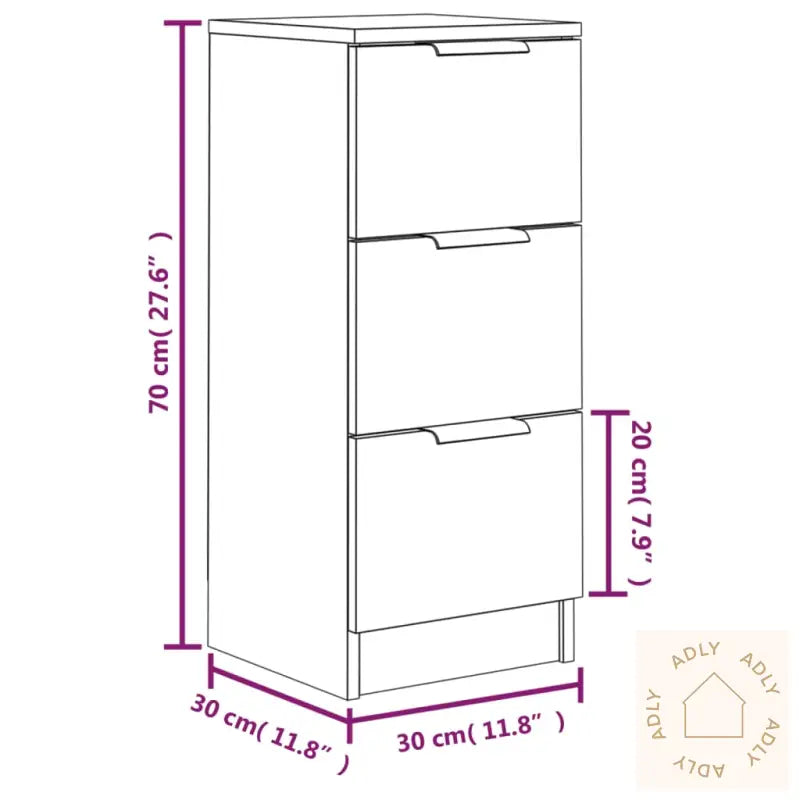 Skjenk Hvit 30X30X70 Cm Konstruert Tre