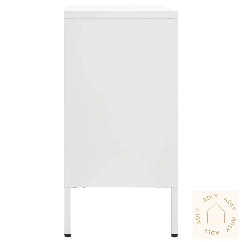 Skjenk Hvit 105X35X70 Cm Stål Og Herdet Glass