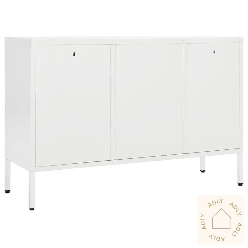 Skjenk Hvit 105X35X70 Cm Stål Og Herdet Glass