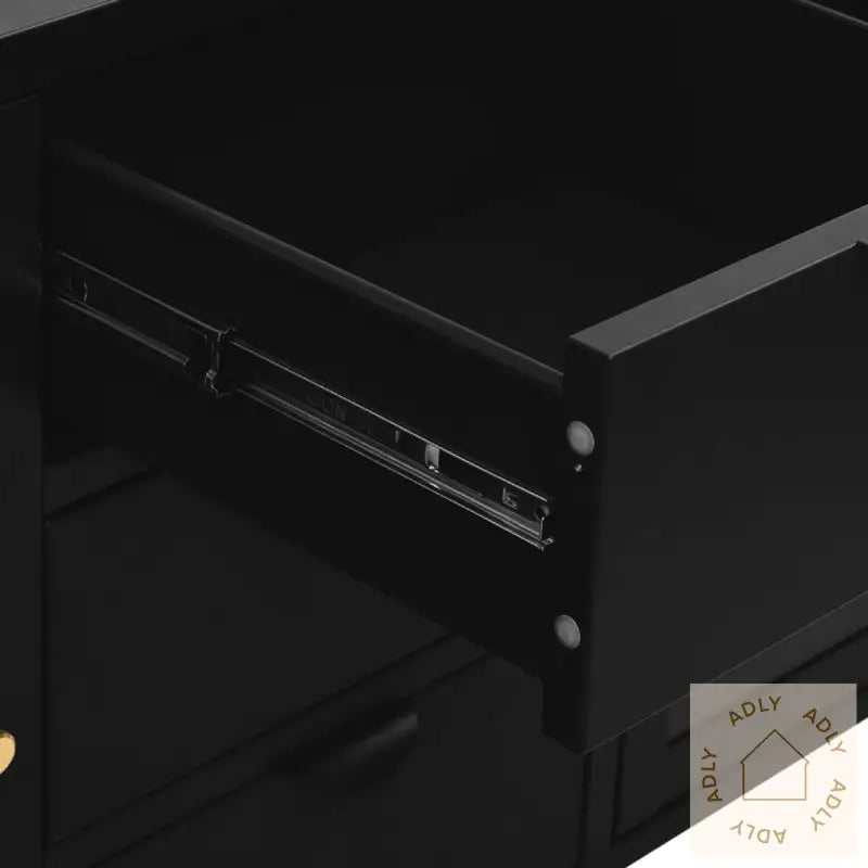 Skjenk Svart 105X35X70 Cm Stål Og Herdet Glass