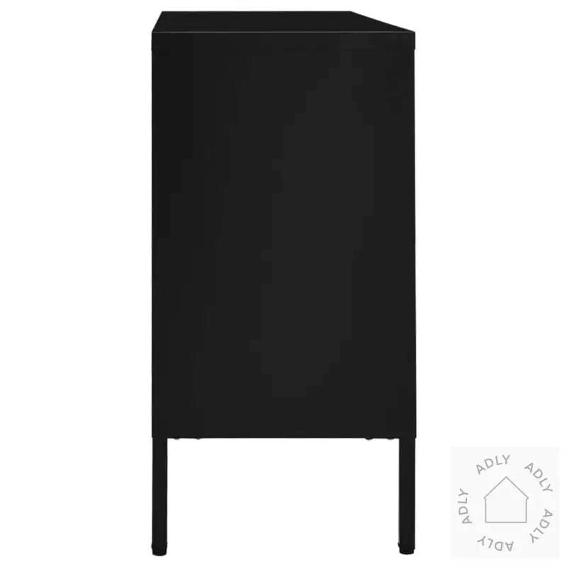 Skjenk Svart 105X35X70 Cm Stål Og Herdet Glass