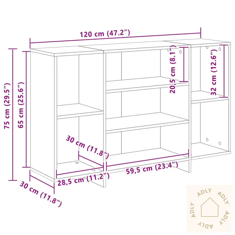 Skjenk Sonoma Eik 120X30X75 Cm Konstruert Tre