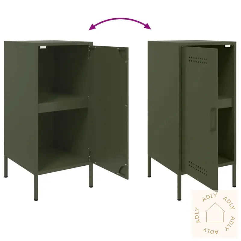 Skjenk Olivengrønn 36X39X79 Cm Stål