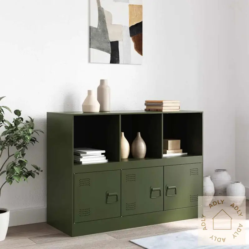 Skjenk Olivengrønn 99X39X73 Cm Stål