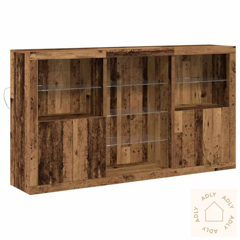 Skjenk Med Led Lys Gammelt Tre 181.5X37X100 Cm Konstruert Tre