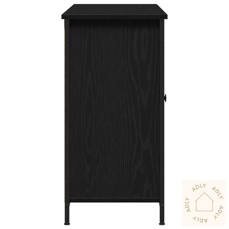 Skap Svart Eik 100X35X70 Cm Konstruert Tre Og Stål