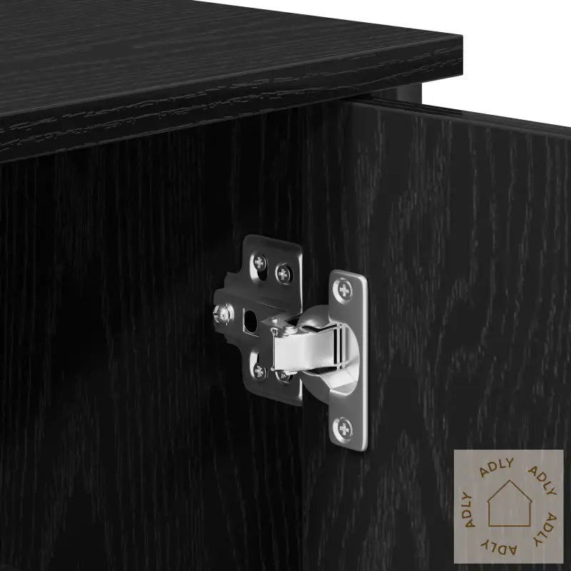 Skap Svart Eik 100X35X70 Cm Konstruert Tre Og Stål