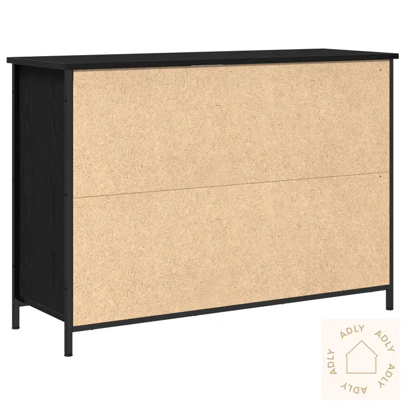 Skap Svart Eik 100X35X70 Cm Konstruert Tre Og Stål